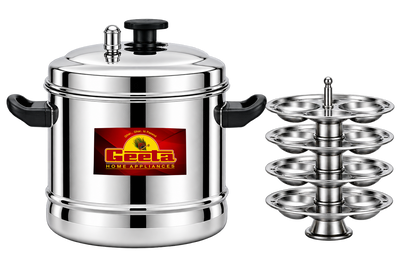 Geeta SS Idly Cooker 4 Plates – Stainless Steel Body
