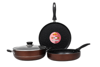 Geeta Non-Stick Set Deluxe Glass Lid – PFOA-Free Non-Stick Coatin