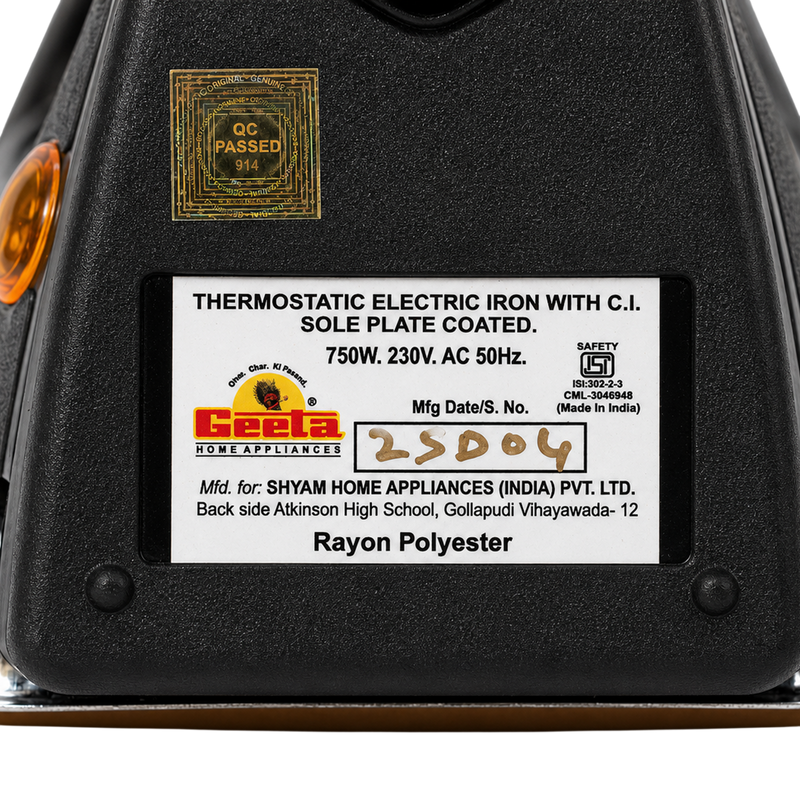 Geeta Plancha Gold – Premium finish , iron box