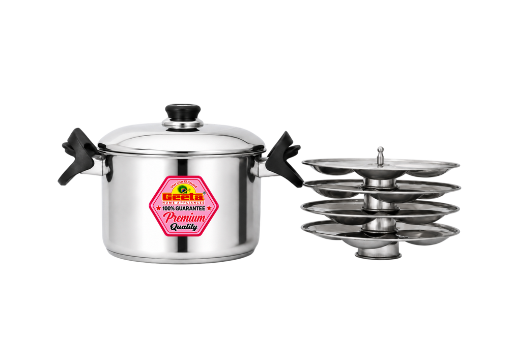 Geeta Rice Strainer with Glass Lid & Idly Stand 4 Plate