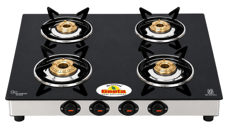 Glass Top 4B Regular – Four Burners, Complete Kitchen