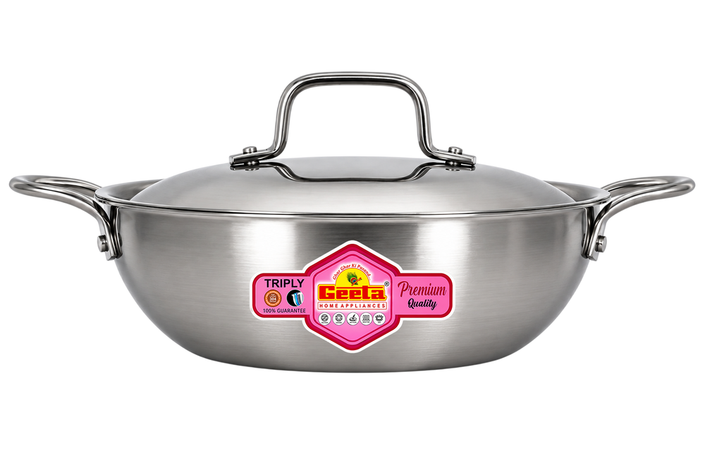 Geeta Triply Kadai 26No (SS Lid) – Professional XL, Triply Built