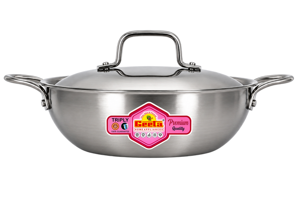 Geeta Triply Kadai 24No (SS Lid) – Large Batch Triply Perfection