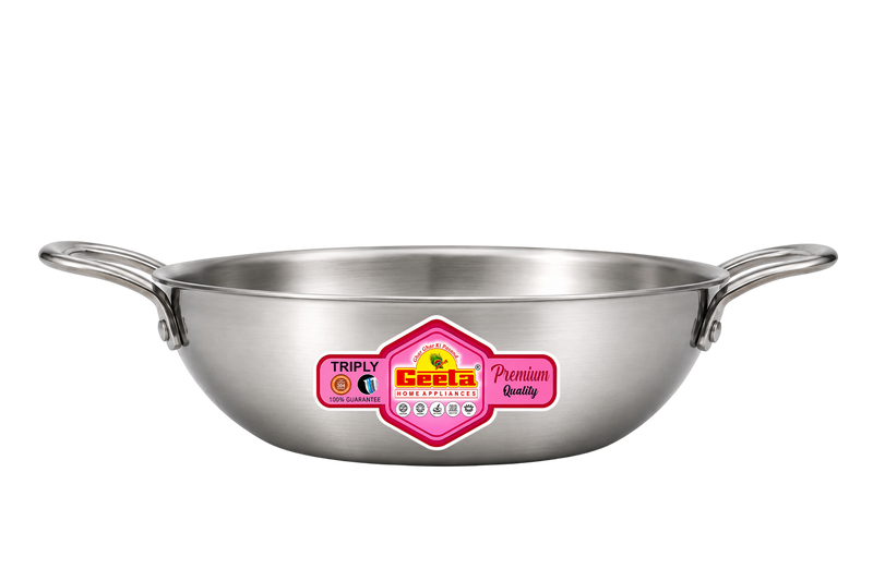 Geeta Triply Kadai 22No (SS Lid) – Triply Quality, Large Cooking