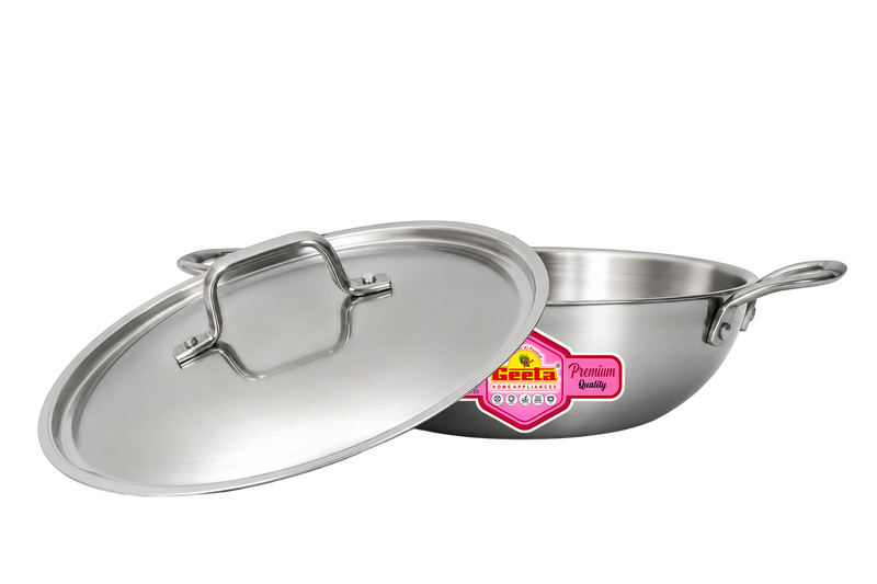 Geeta Triply Kadai 22No (SS Lid) – Triply Quality, Large Cooking