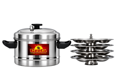 Geeta SS Idly Cooker 4 Plates – Stainless Steel Body